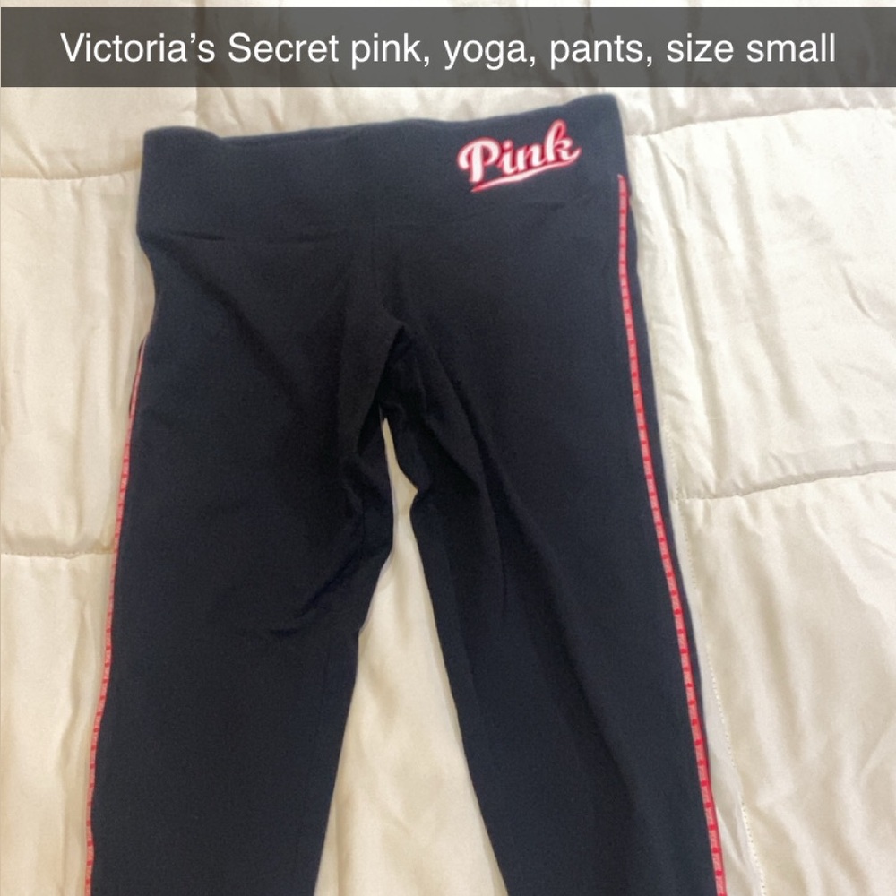 Victoria's Secret Black Leggings with Pink Accents